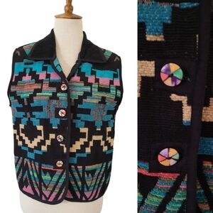 Vintage Anii by Natural Multi-color Woven‎ Tapestry Vest
